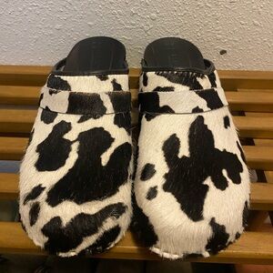 Women’s BJORK Safari Wood Open Back Black Cow Leather Clogs
